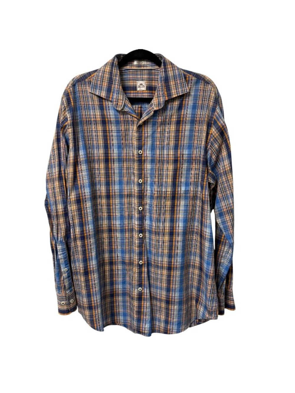 PETER MILLAR BUTTON UP SHIRT PLAID MENS L COTTON MULTICOLOR FALL LONG SLEEVE